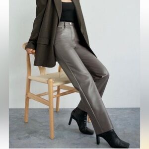 Aritzia Wilfred Gray Leather Pants Womens Size 8